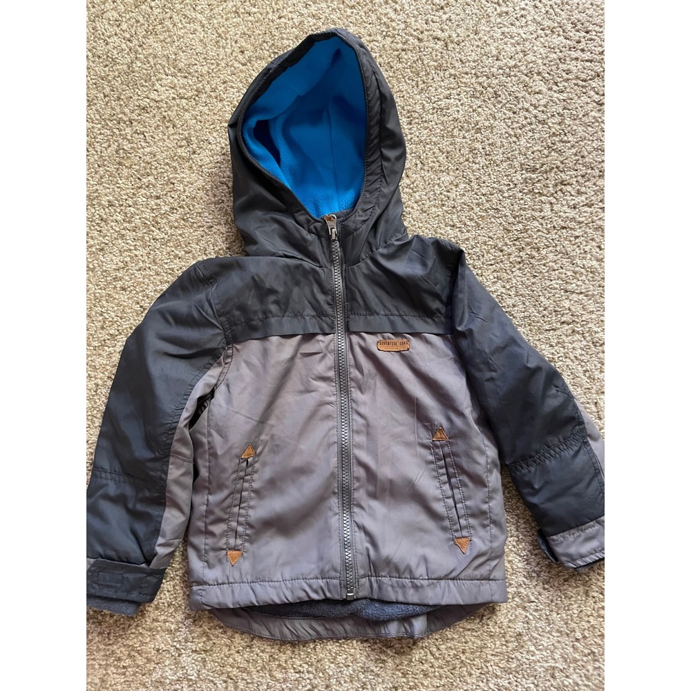 Carters Toddler 4T Gray Black Colorblock Hooded Winter Jacket Adventure Gear